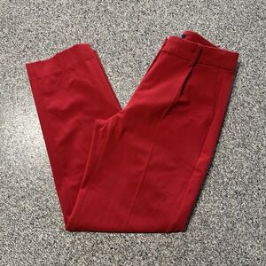 J Crew Pants Womens 00 26x27 Pleated High Rise Trouser Straight Deep Ruby Red